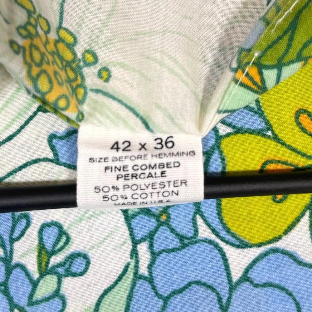 Vintage 70's Fieldcrest Perfection Twin Sheet Set 3 Pc Retro Blue Green Floral